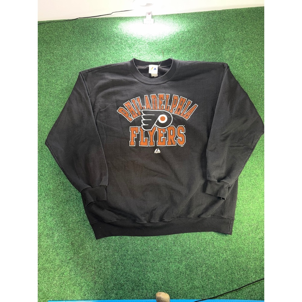 Majestic Philadelphia Flyers Sweatshirt Mens XL Black NHL Hockey Crewneck Fleece
